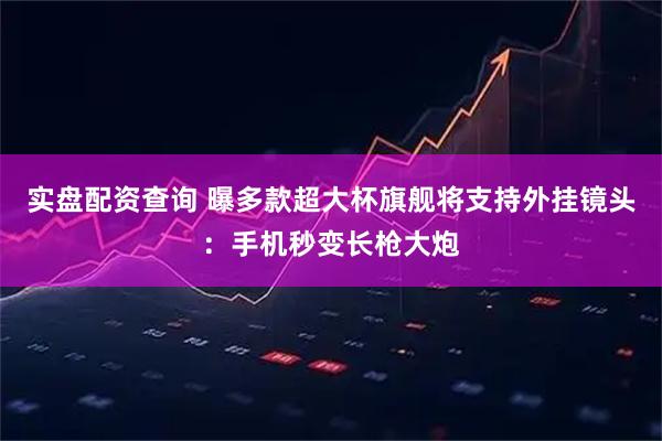实盘配资查询 曝多款超大杯旗舰将支持外挂镜头：手机秒变长枪大炮